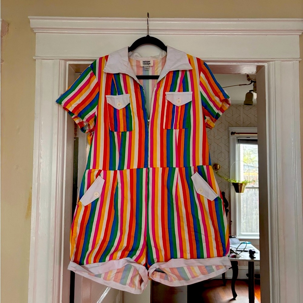 Rainbow Striped Romper - XL